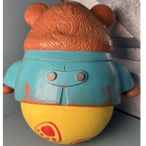 Vintage 1969 Fisher Price Roly Poly Bear Toy – Rolling Wobbly Bear Collectible - Picture 5 of 11